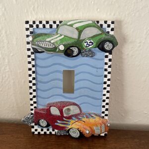 Vtg Look Car & Truck 3D Single Light Switch Plate Cover Borders Unlimited Auto‎